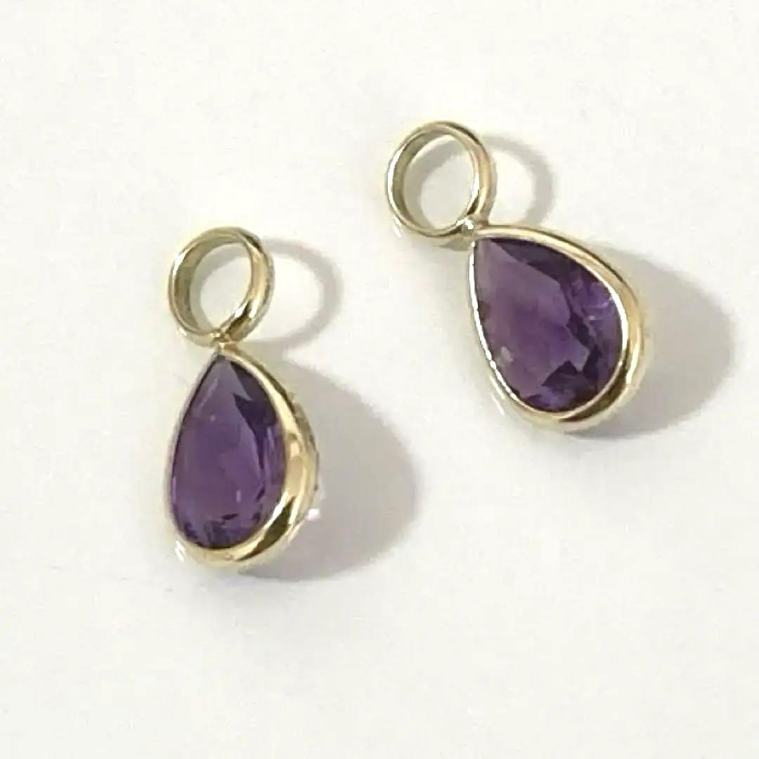 K18 18金 ピアス チャームアメジスト 美品