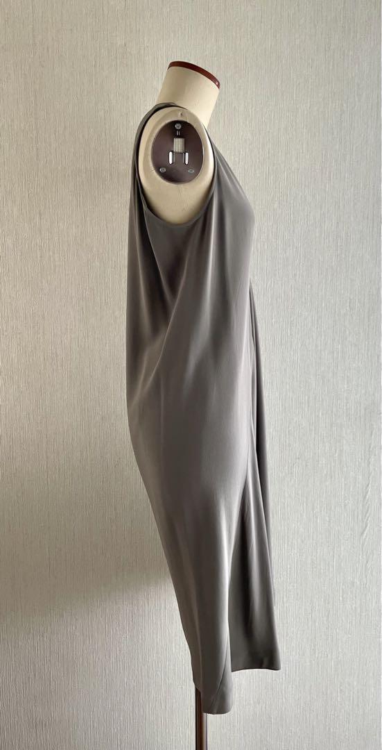 RickOwens ドレープ ミディワンピース ドレス L Vネックノースリーブ RickOwens ドレープ ミディワンピース ドレス L Vネックノースリーブ