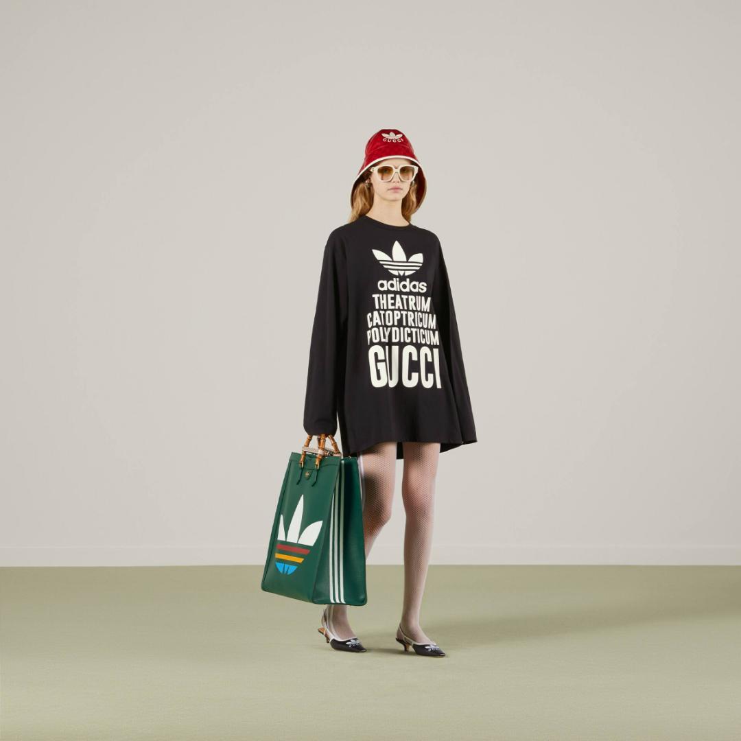 国内正規GUCCI adidasコラボ 長袖コットンTシャツ ブラック タグ有り