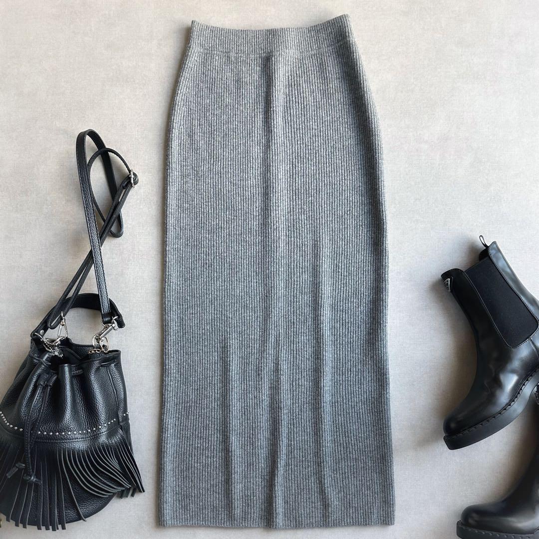 美品▲Deuxieme Classe //リブスカート▲ウール▲グレー