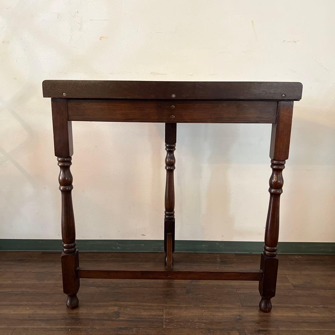 k966 英国アンティーク家具 コンソールテーブル ハーフムーン オーク材