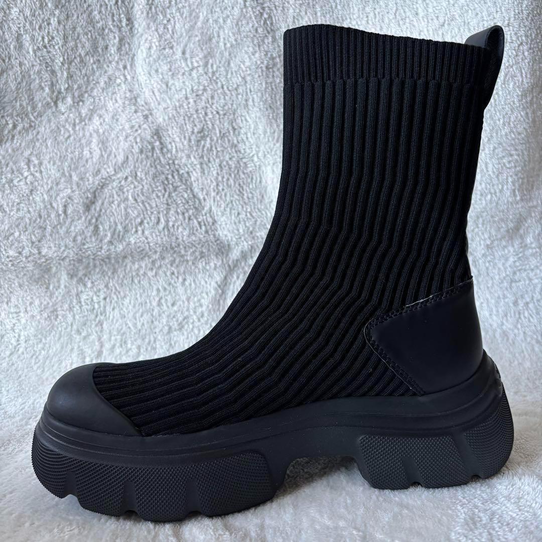 ✨️美品✨️ STACCATO スタッカート リブニットショートブーツ ブラック