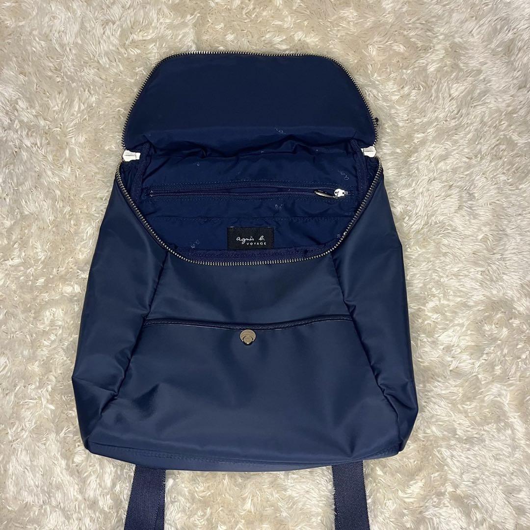 【美品】 アニエスベー　ボヤージュ　リュック　ナイロン　レザー　ネイビー