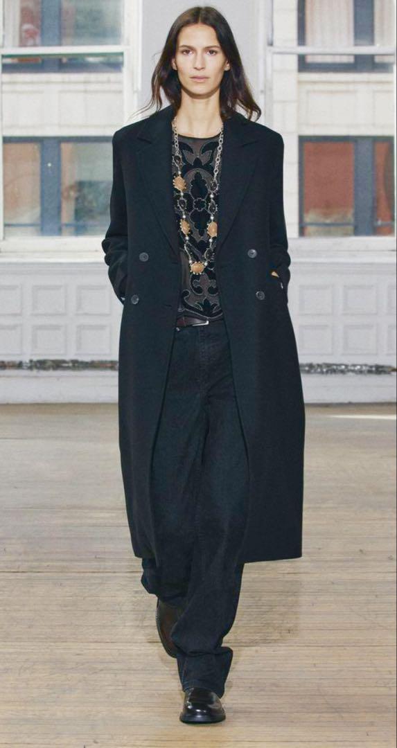 新品 ZARA 黒 M マンテコ社 ウール ロングコート ザラ