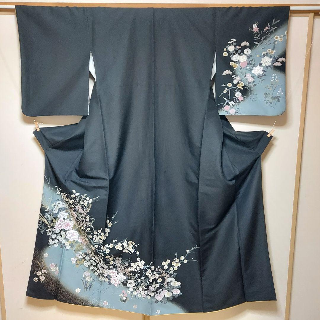 付下げ訪問着　袷　重ね衿付き　裄長　ロング丈　裄67cm　丈163.5cm