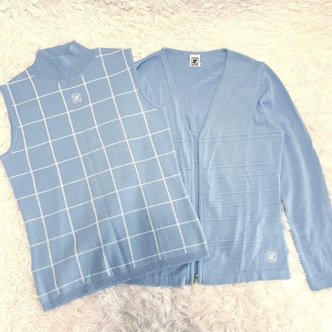 Courrèges✨クレージュ✨アンサンブル ロゴ 刺繍 チェック y2k