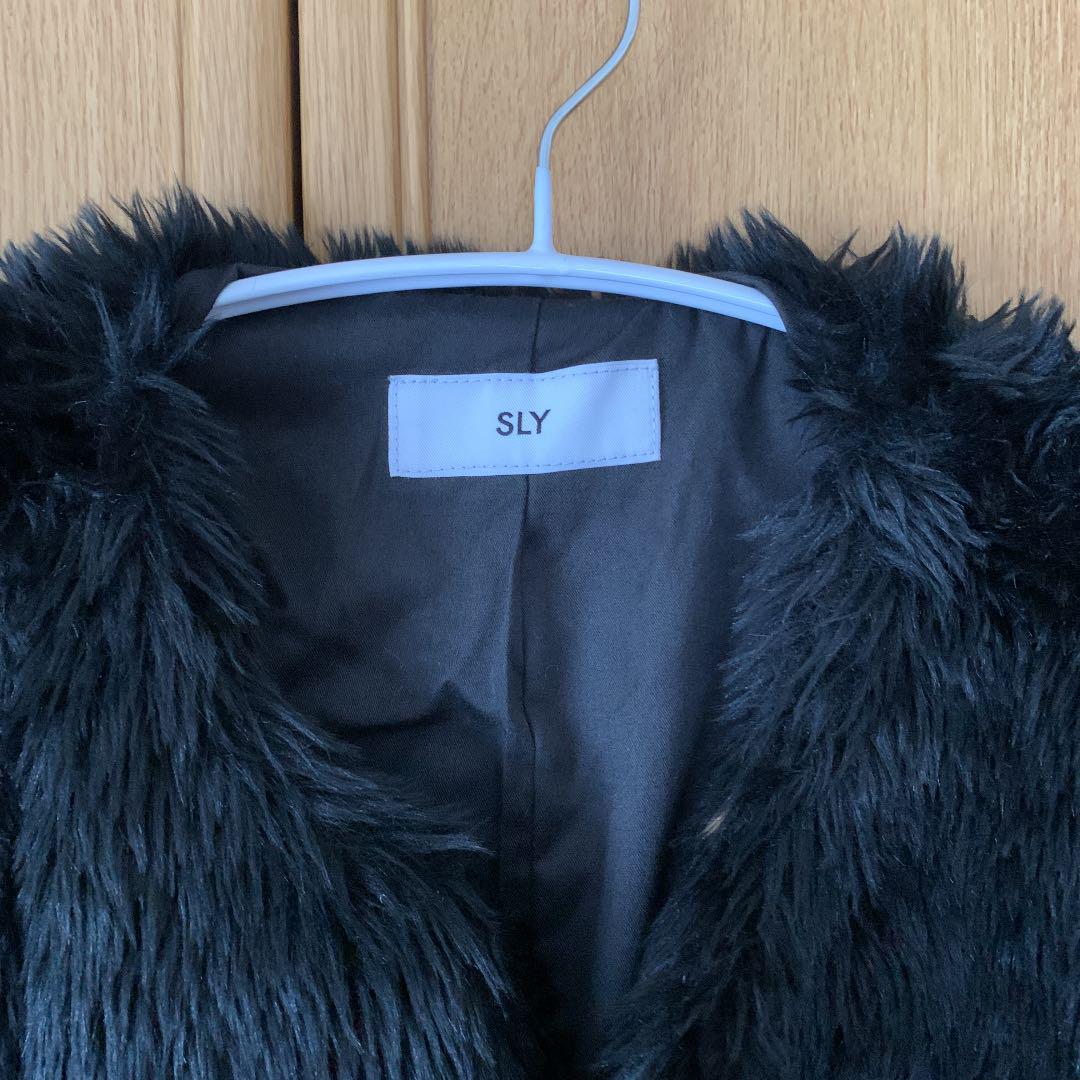 SLY ファーコート SLY ノーカラーFAUXファーコート グリーン -靴＆ファッション
