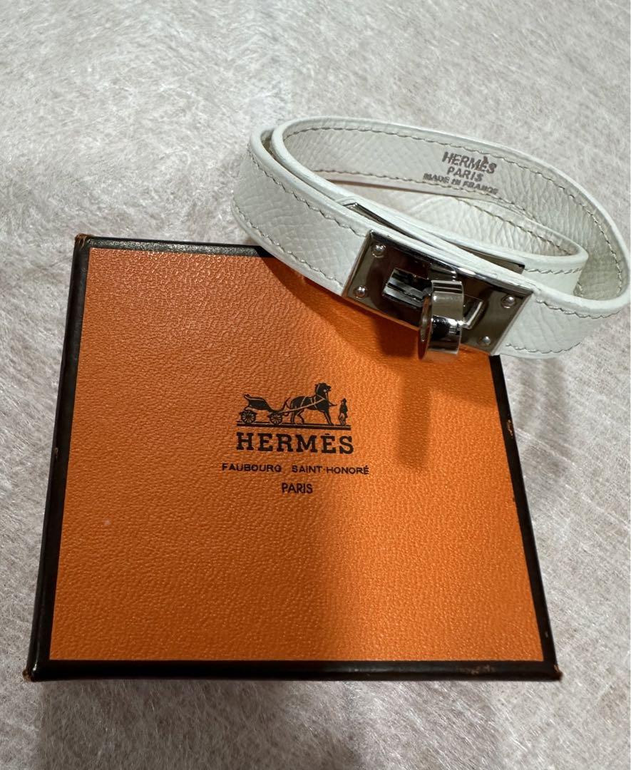 新品HERMES ケリー ドゥブルトゥールレザー ブレスレット 白