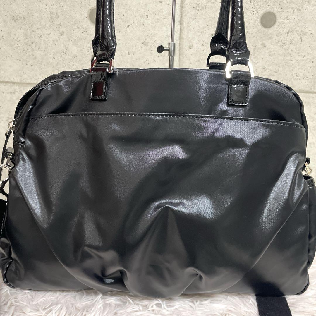 【美品】cooga クーガ　2WAYショルダーバッグ　エナメル　ブラック