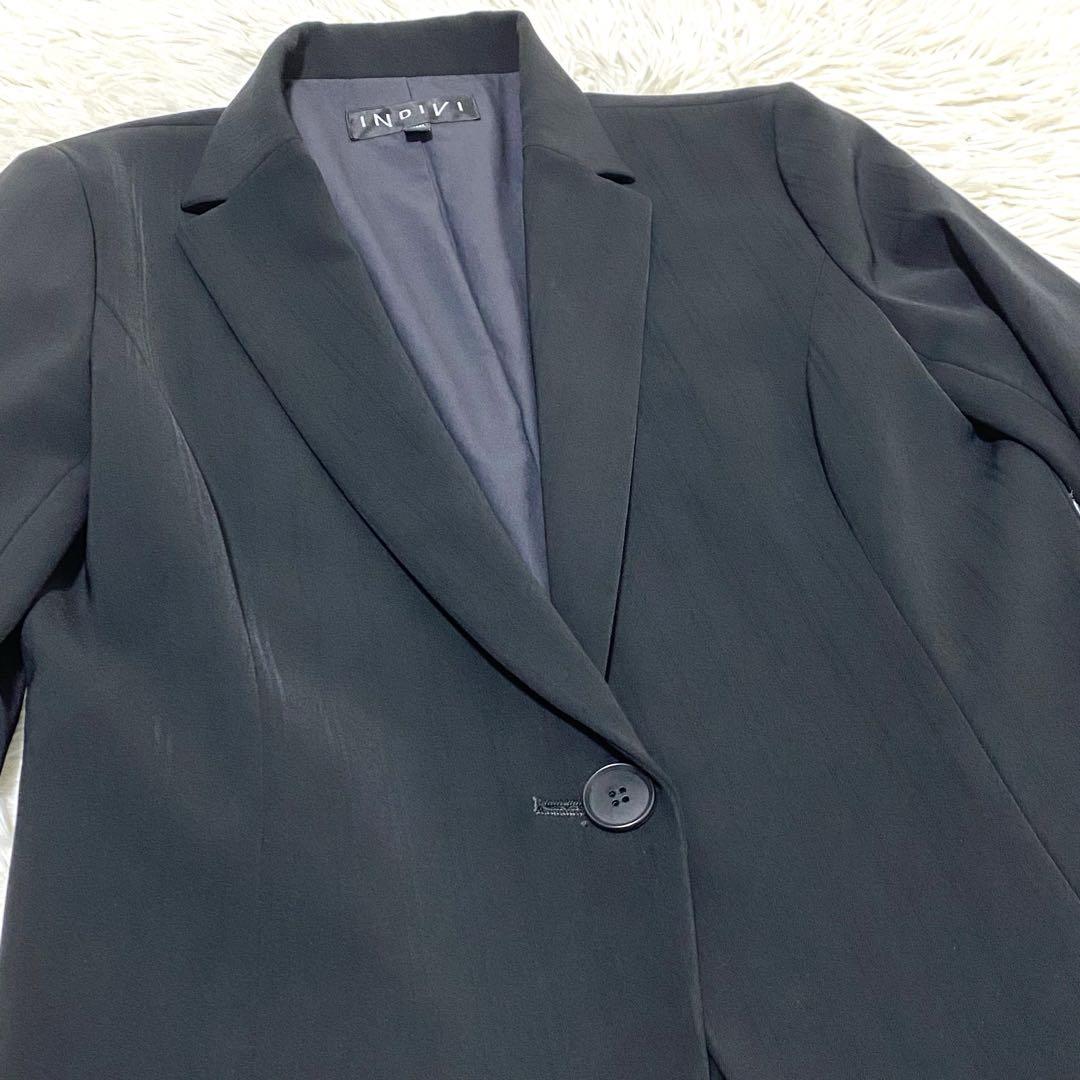 【美品】 INDIVI クロストレッチ スーツ ジャケット パンツ ストライプM