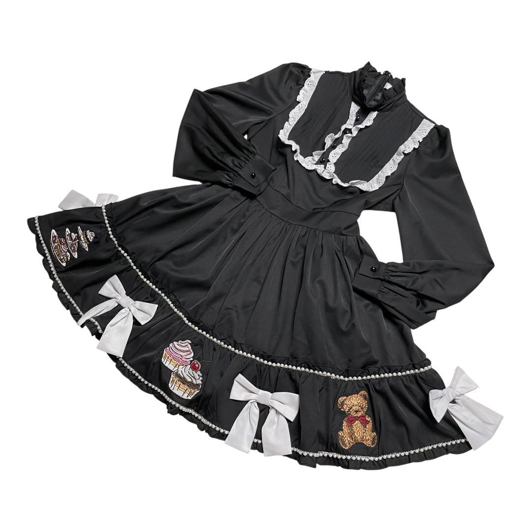 Ank Rouge アンクルージュ ティーパーティー くまちゃん ワンピース M