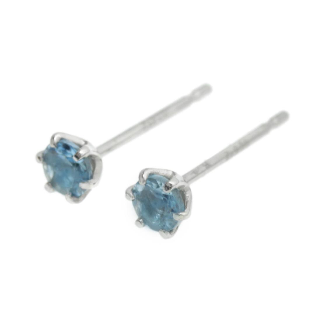 定番のお歳暮 4mm】PTサンタマリアアクアマリン1粒ピアス プラチナ アクセサリー
