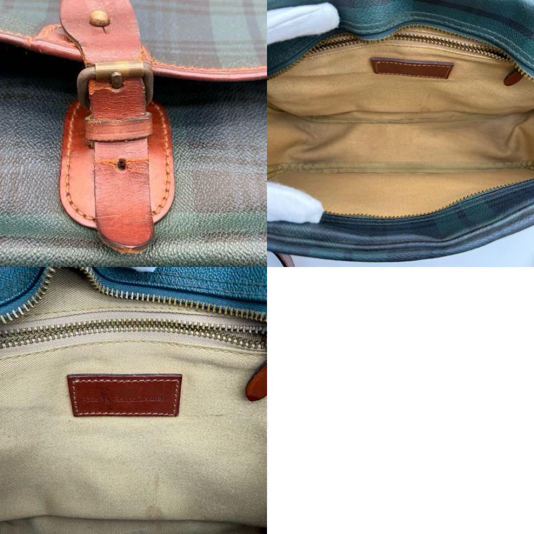 【良品】Ralph Lauren タータンチェック ショルダーバッグ グリーン