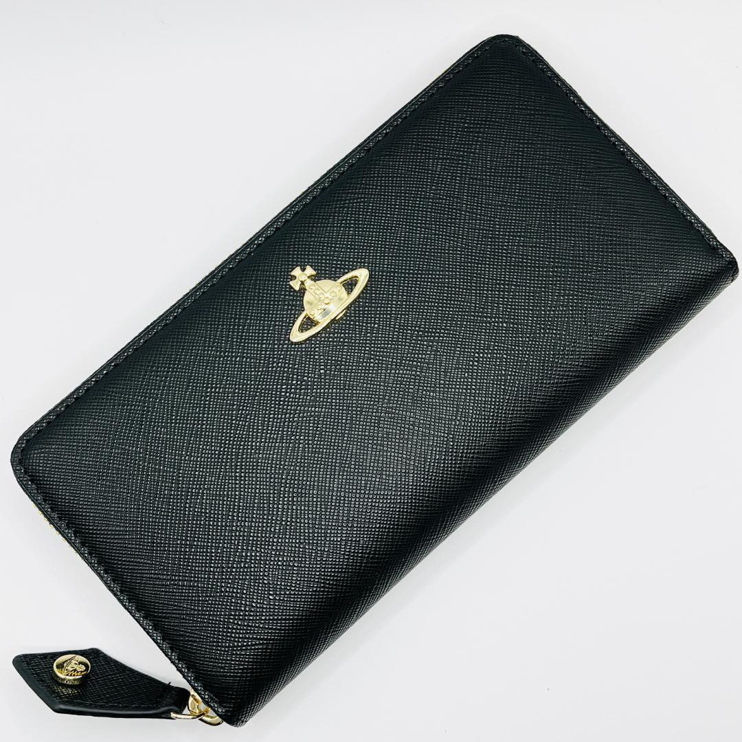 新品 未使用 Vivienne Westwood 黒 シンプル 無地人気 長財布