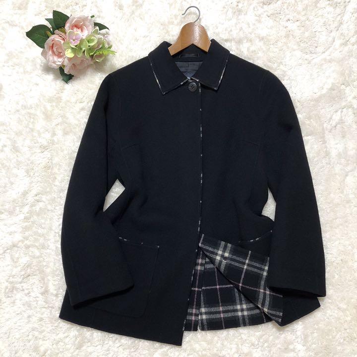 【カシミヤ混】バーバリー ロンドン コート チェック ミドル丈 11