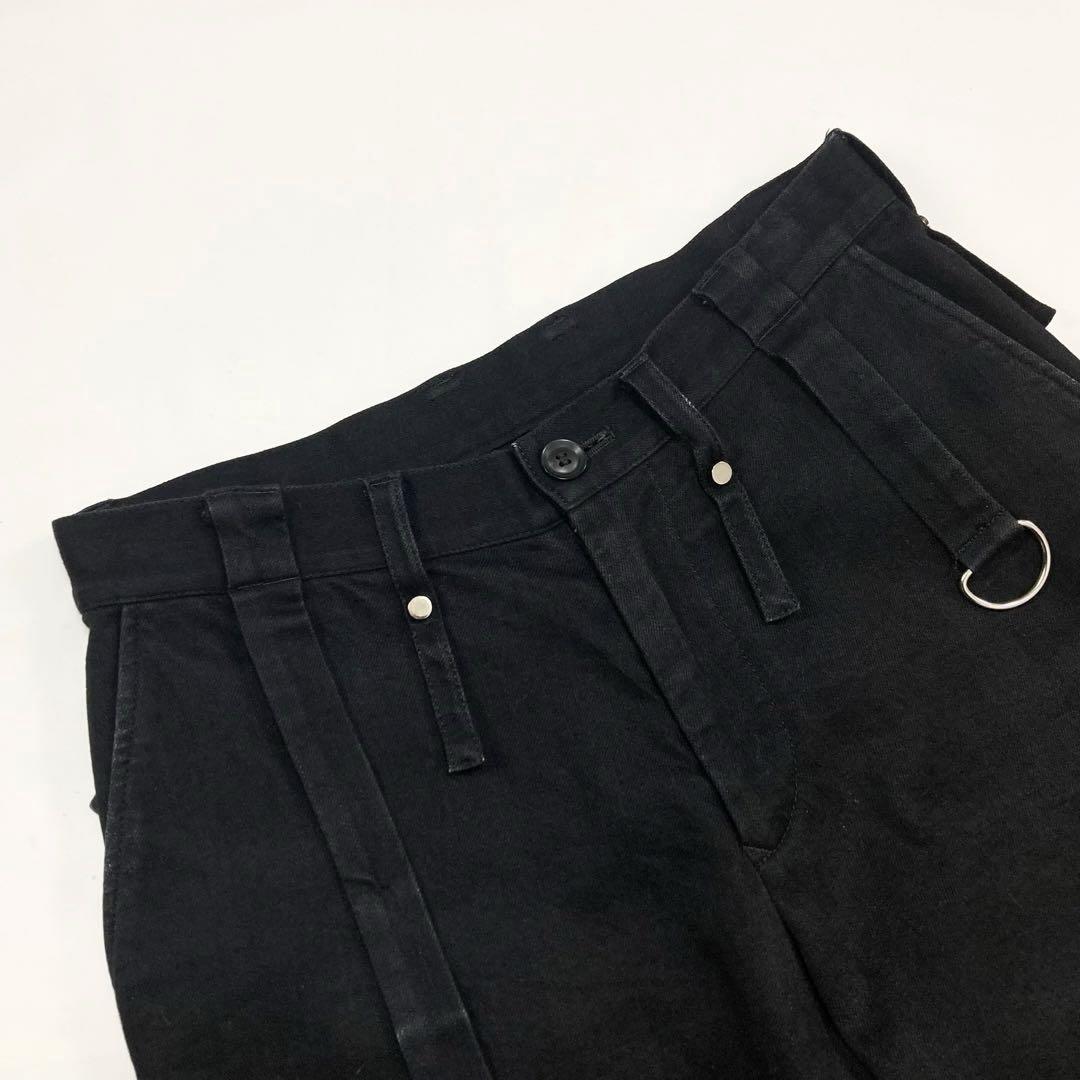 ヨウジヤマモト 10OZ DENIM B/BB STUDS PANTS 黒1