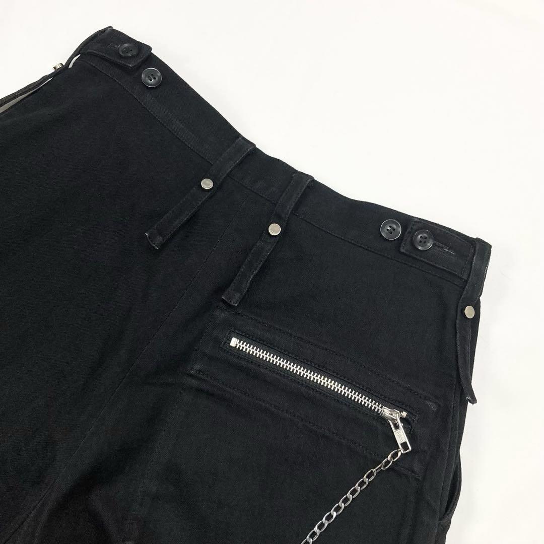 ヨウジヤマモト 10OZ DENIM B/BB STUDS PANTS 黒1