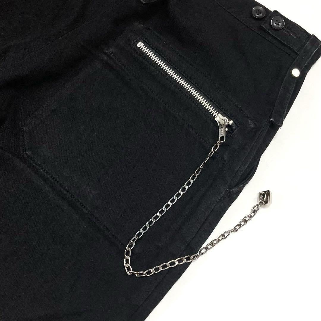 ヨウジヤマモト 10OZ DENIM B/BB STUDS PANTS 黒1