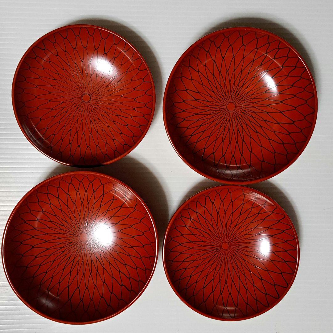 時代物　朱漆塗網絵　蓋付き椀　菓子椀　骨董品　茶道