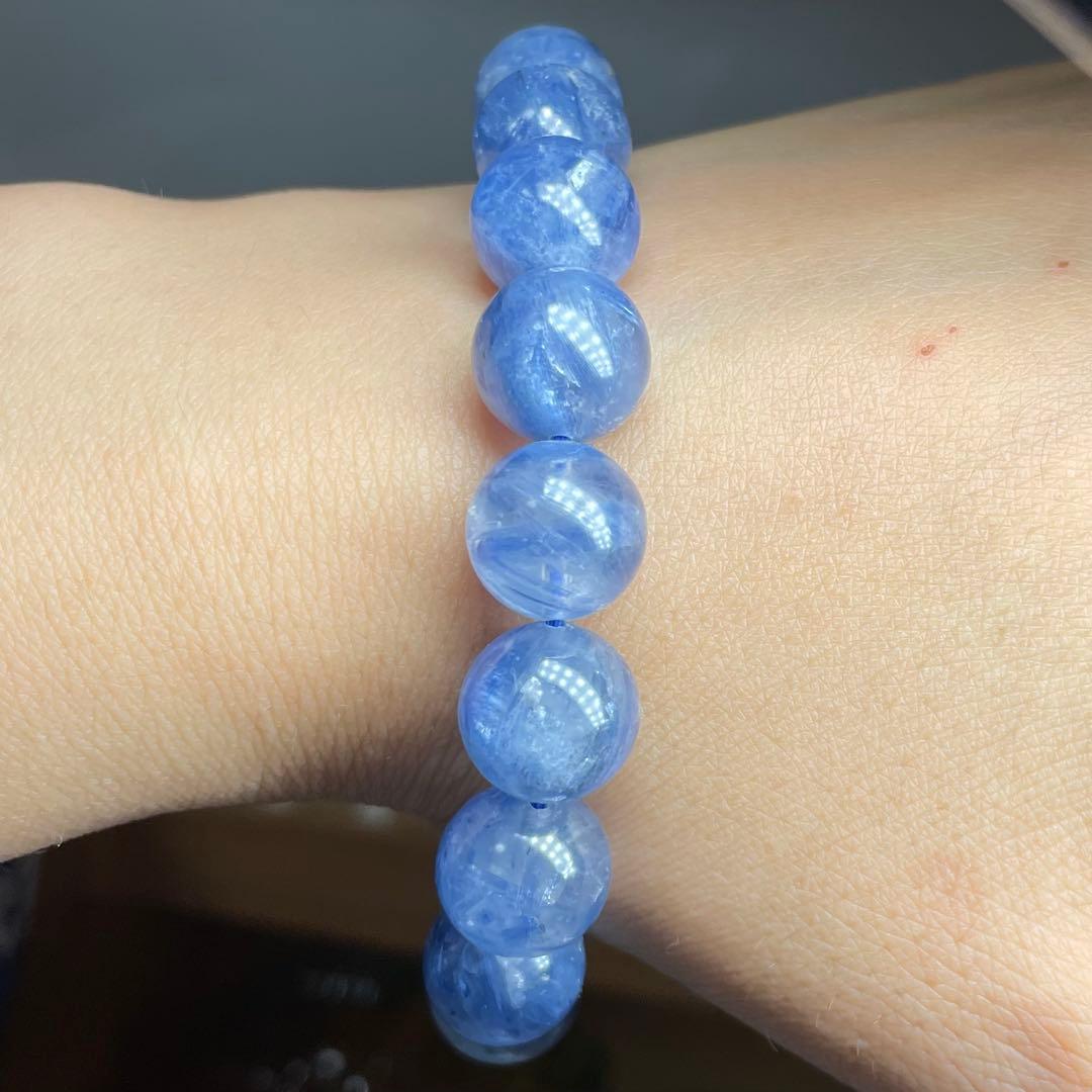 天然石ブレスレット　高品質カイヤナイト　大玉　12mm ブルー　シラー