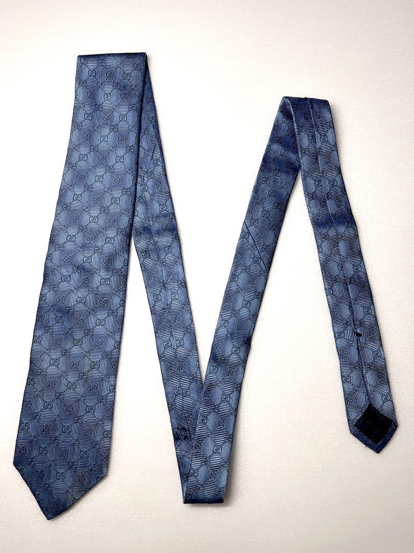 【美品】GUCCI グッチ ネクタイ GG柄 ブルー系