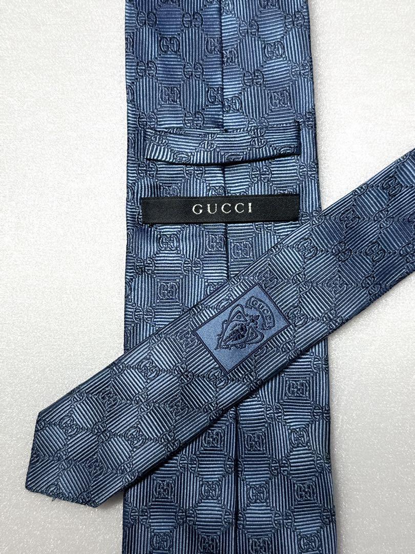 【美品】GUCCI グッチ ネクタイ GG柄 ブルー系