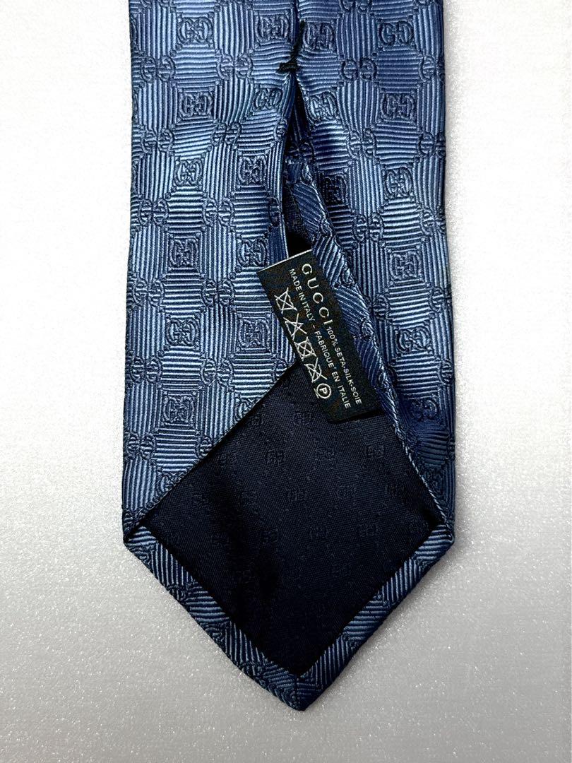 【美品】GUCCI グッチ ネクタイ GG柄 ブルー系