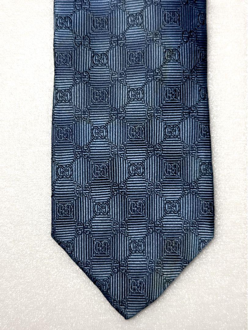 【美品】GUCCI グッチ ネクタイ GG柄 ブルー系