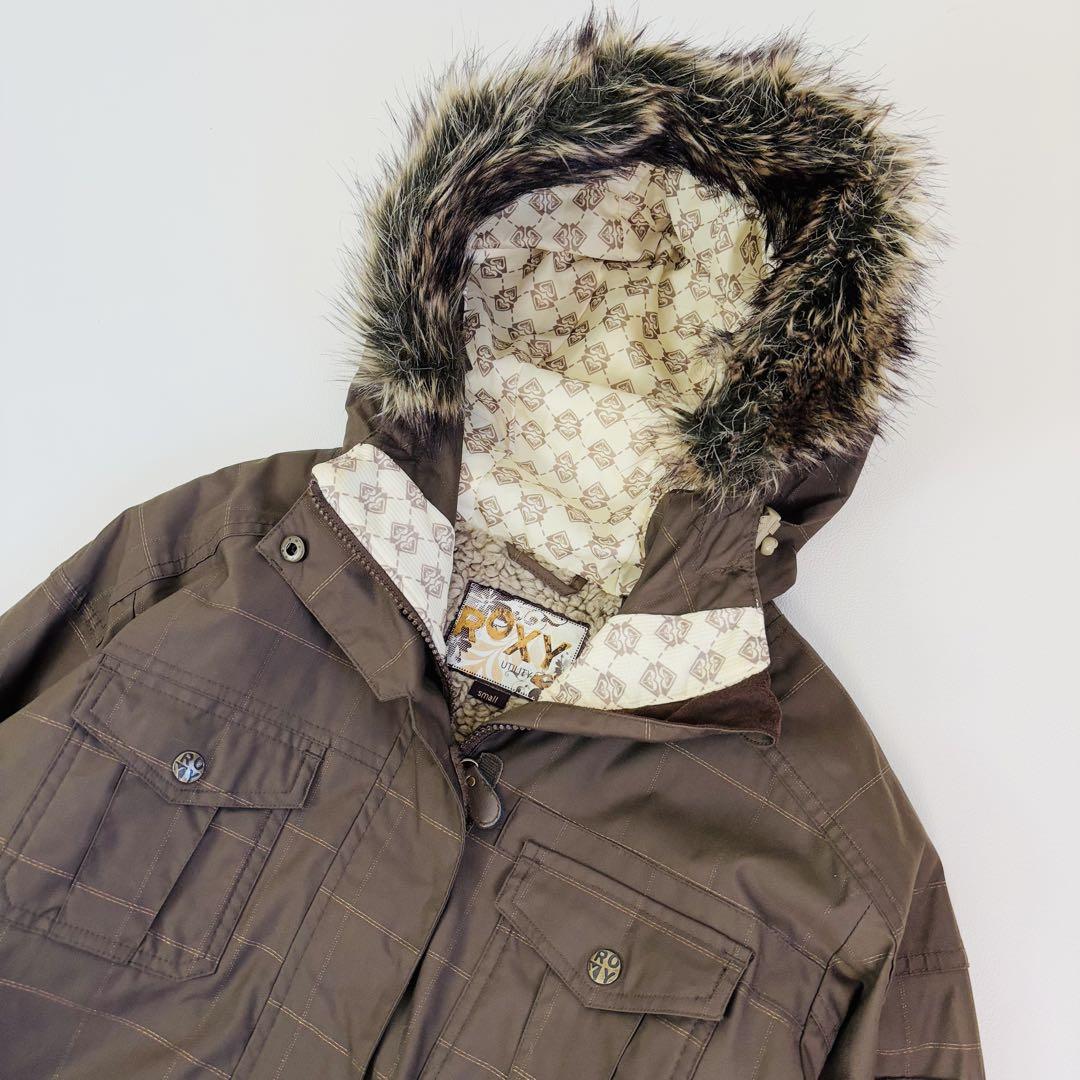 2572【美品】ROXY スノボウェア レディース ジャケット ファー付 裏ボア