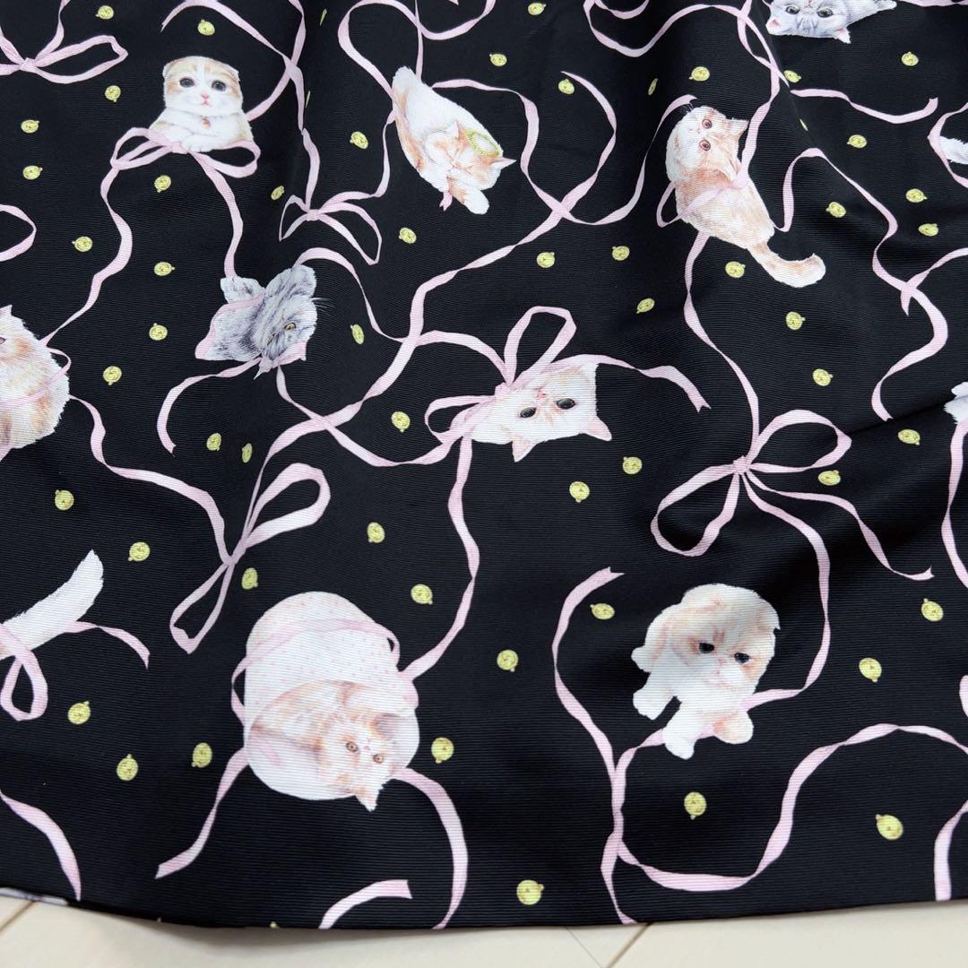☆Franche Lippee☆【美品】総柄　猫リボン柄 ロングスカート M♡ ☆Franche Lippee☆【美品】総柄猫リボン柄 ロングスカート M♡
