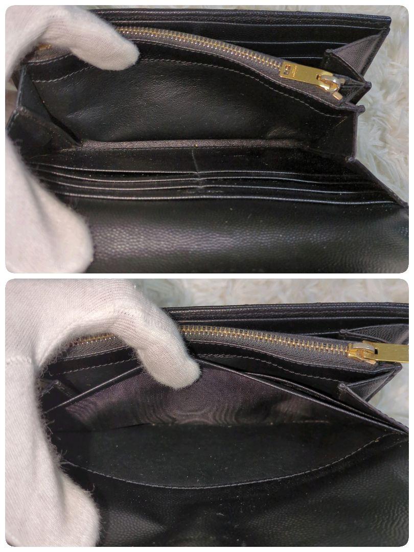 ✨美品✨サンローラン YSL 長財布 カサンドラ Vステッチ ゴールドロゴ 黒
