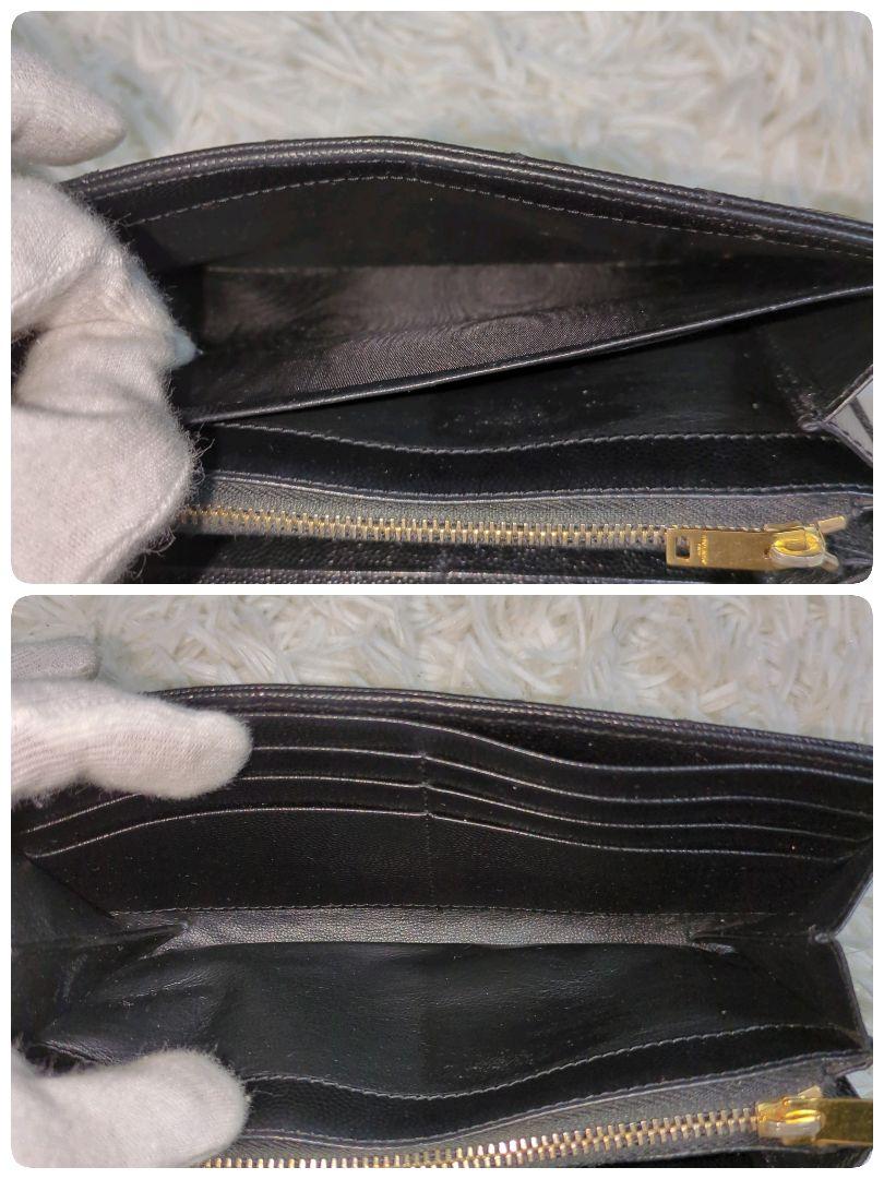 ✨美品✨サンローラン YSL 長財布 カサンドラ Vステッチ ゴールドロゴ 黒