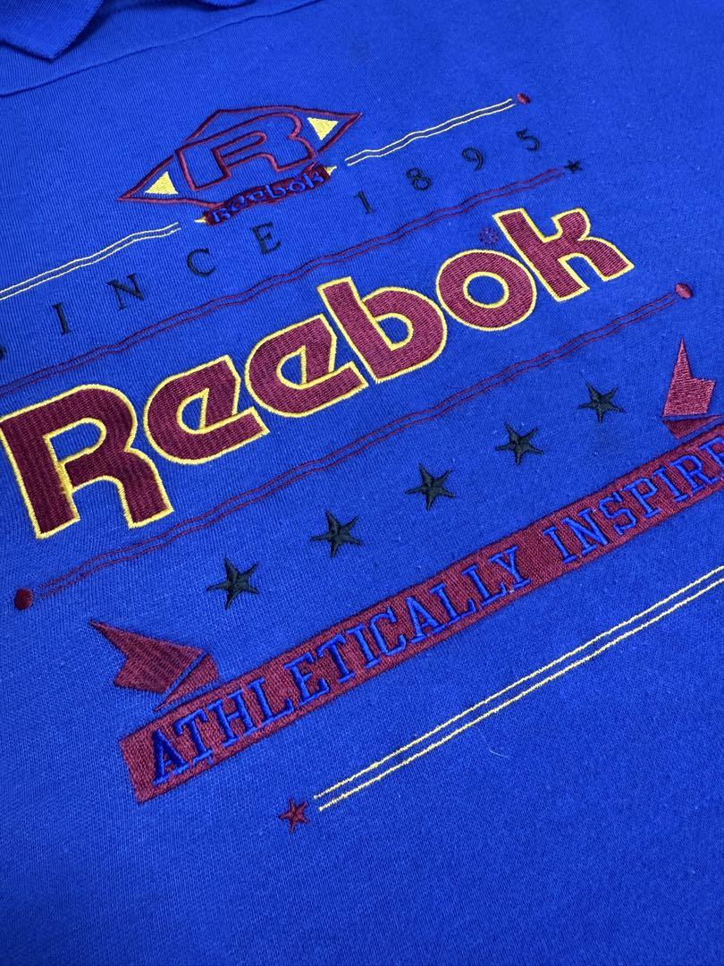 90's Reebok リーボック　ビッグロゴ刺繍　襟付き　トレーナー
