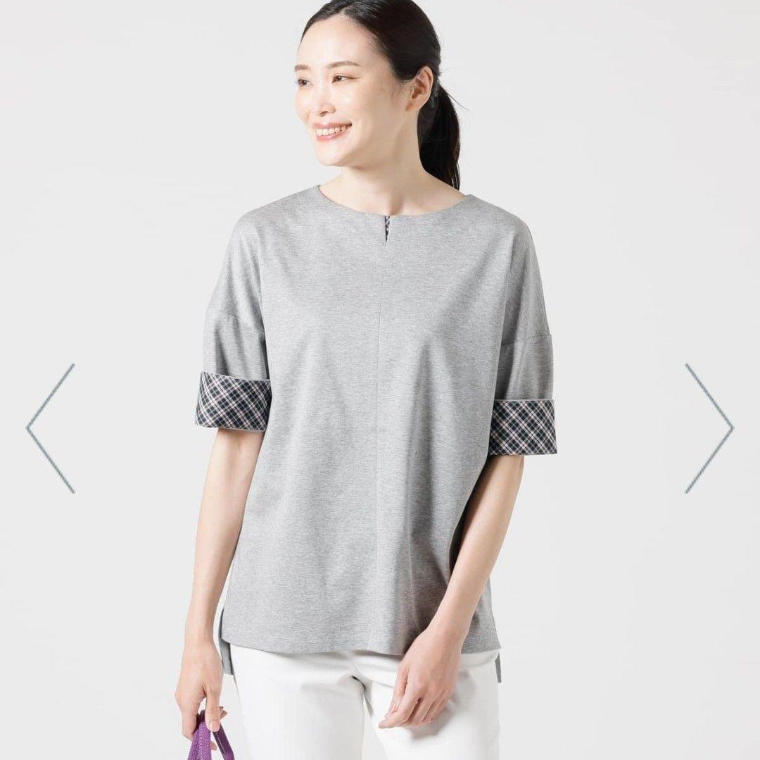 ★新品★NEWYORKER/ニューヨーカー＊袖チェック＊カットソー＊15号/3L