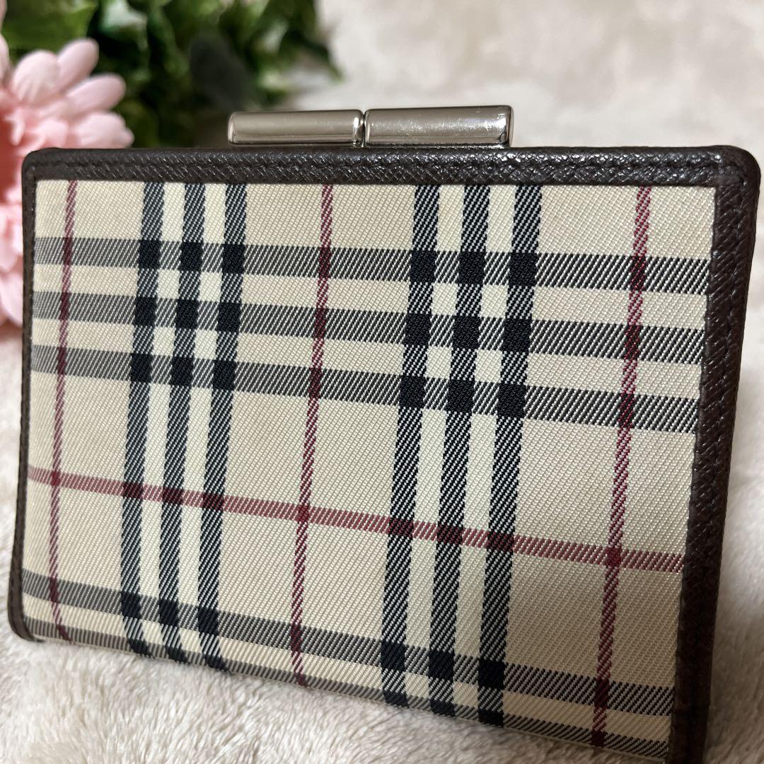 ★がりこ★美品♡ バーバリー　ノバチェックがま口財布　二つ折り財布