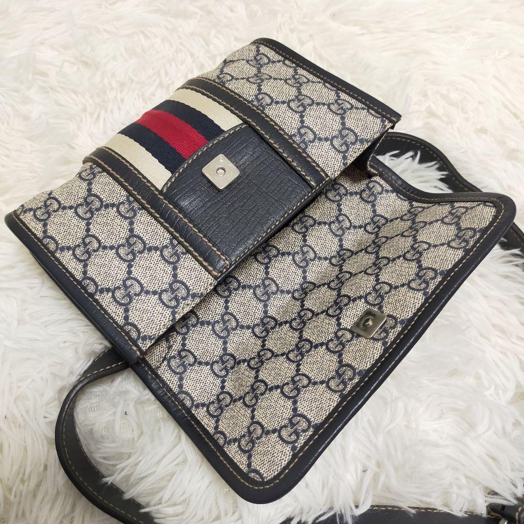 美品・希少⭐オールドグッチ ウエストウッド GG シマ シェリーライン レザー