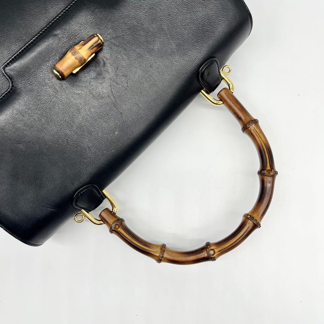 外観美品✨GUCCI バンブー ターンロック ハンドバッグ