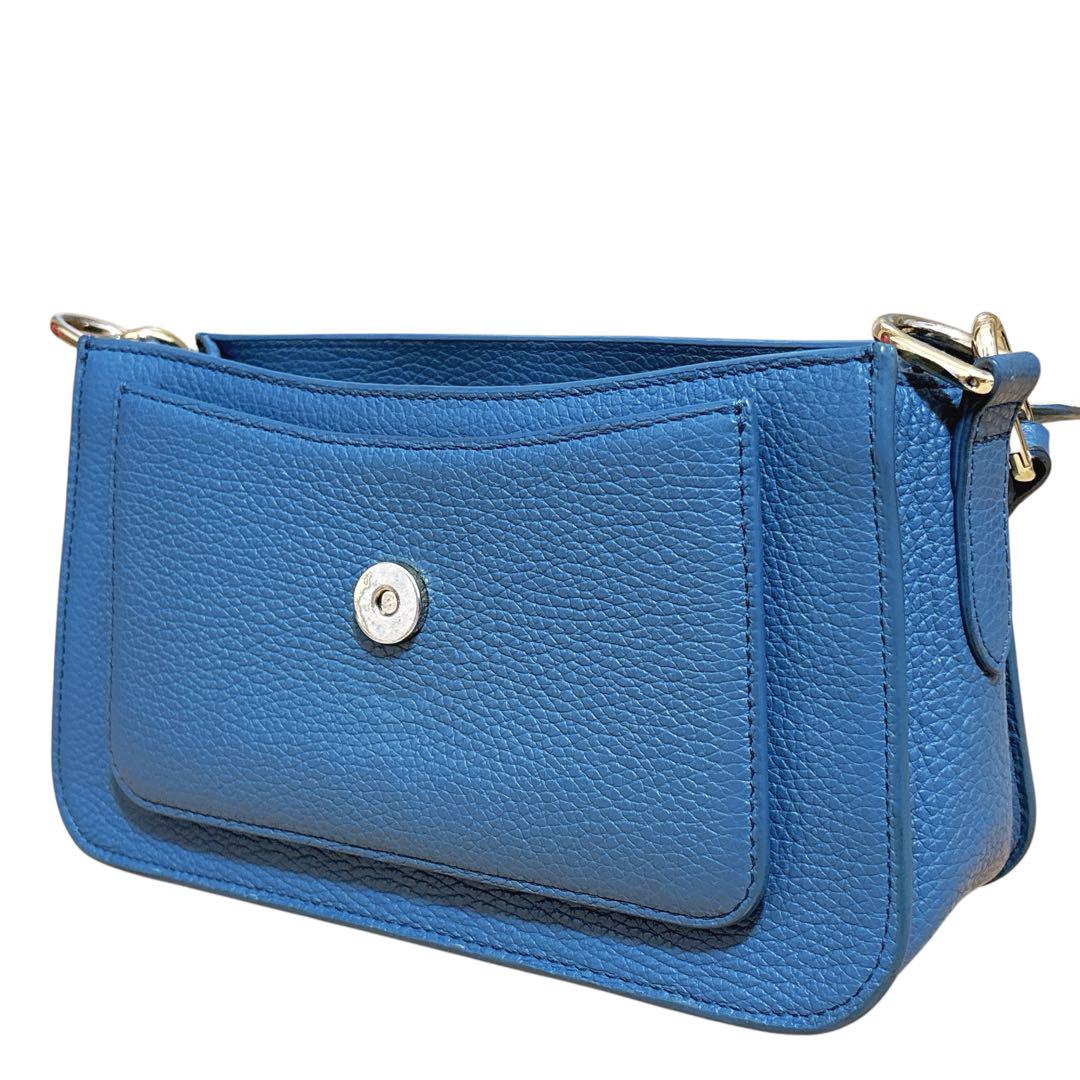 美品 フルラ ソフィア 2way レザー ハンド ショルダーバッグ ブルーデニム