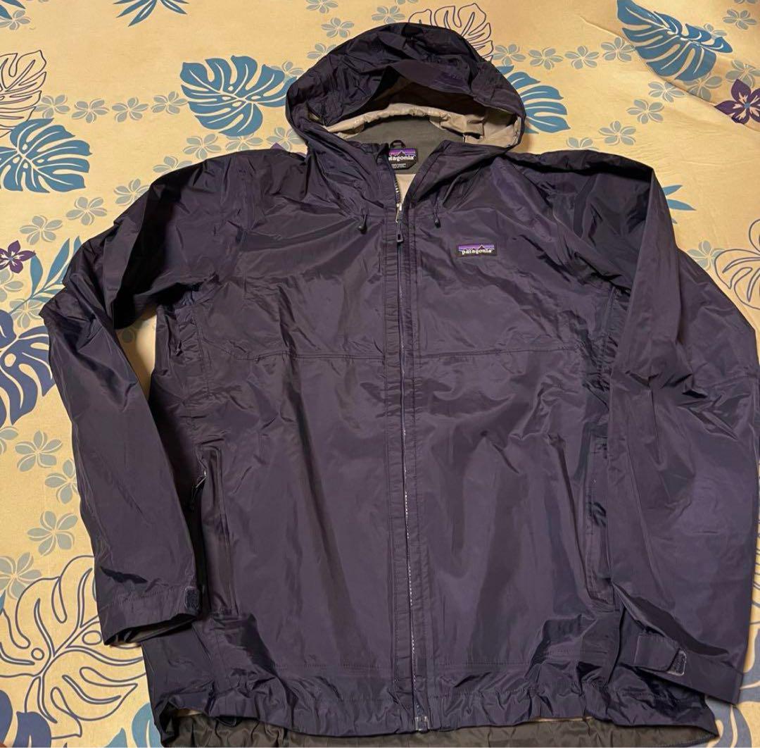 激レア90s Patagonia ナイロンジャケット　ネイビー　フード付き