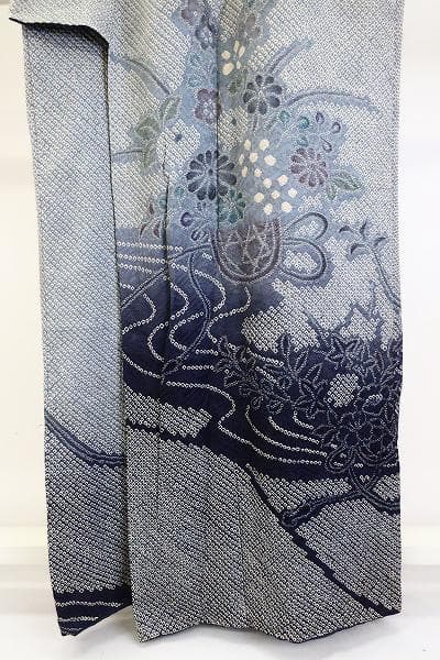 訪問着 藤娘きぬたや 総絞り くすみブルー 花籠 身丈158cm 裄丈64cm 訪問着 藤娘きぬたや 総絞り くすみブルー 花籠 身丈158cm 裄丈64cm