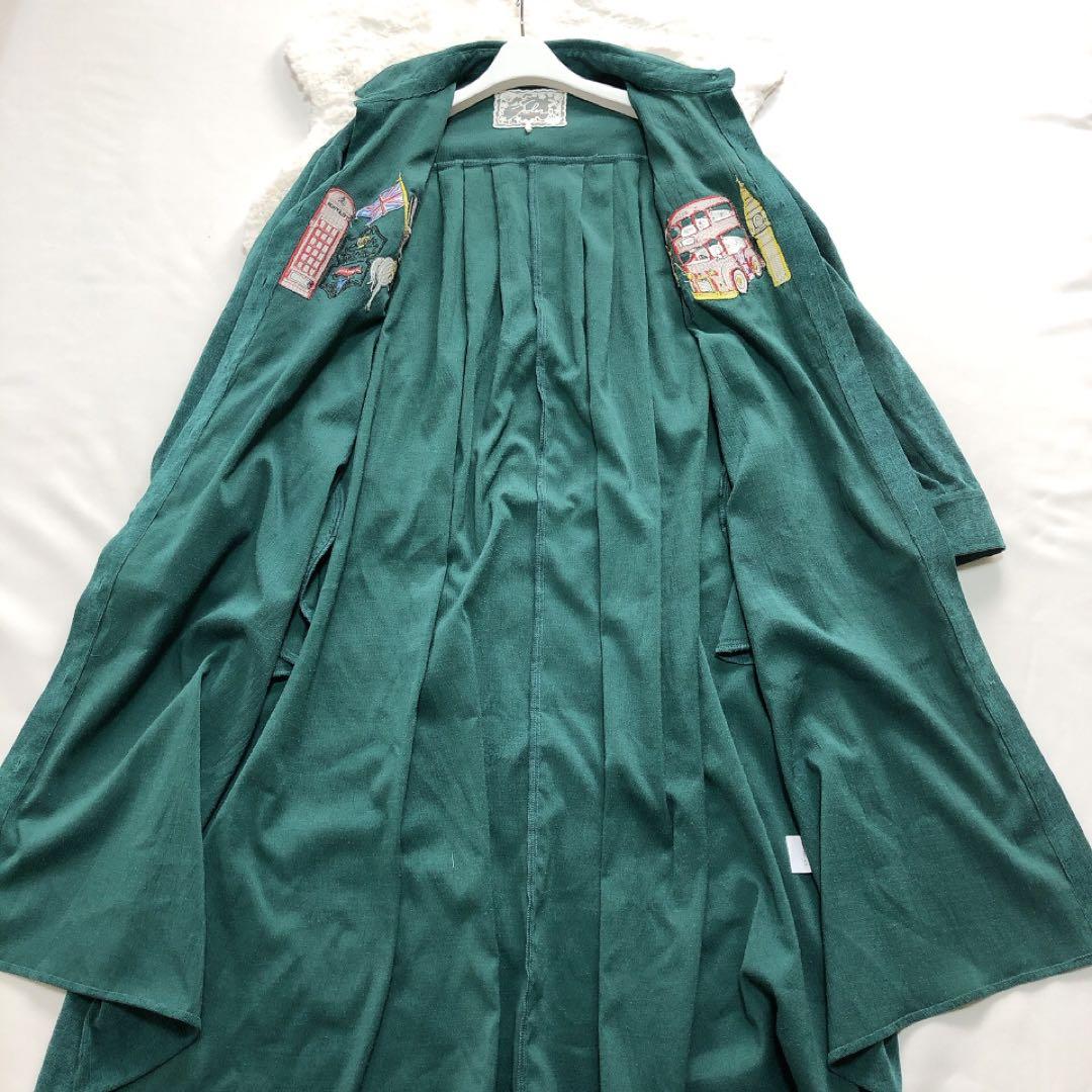 ScoLar*スカラー 襟付きロングワンピース コーデュロイ ロンドン柄 M ScoLar*スカラー 襟付きロングワンピース コーデュロイ ロンドン柄 M