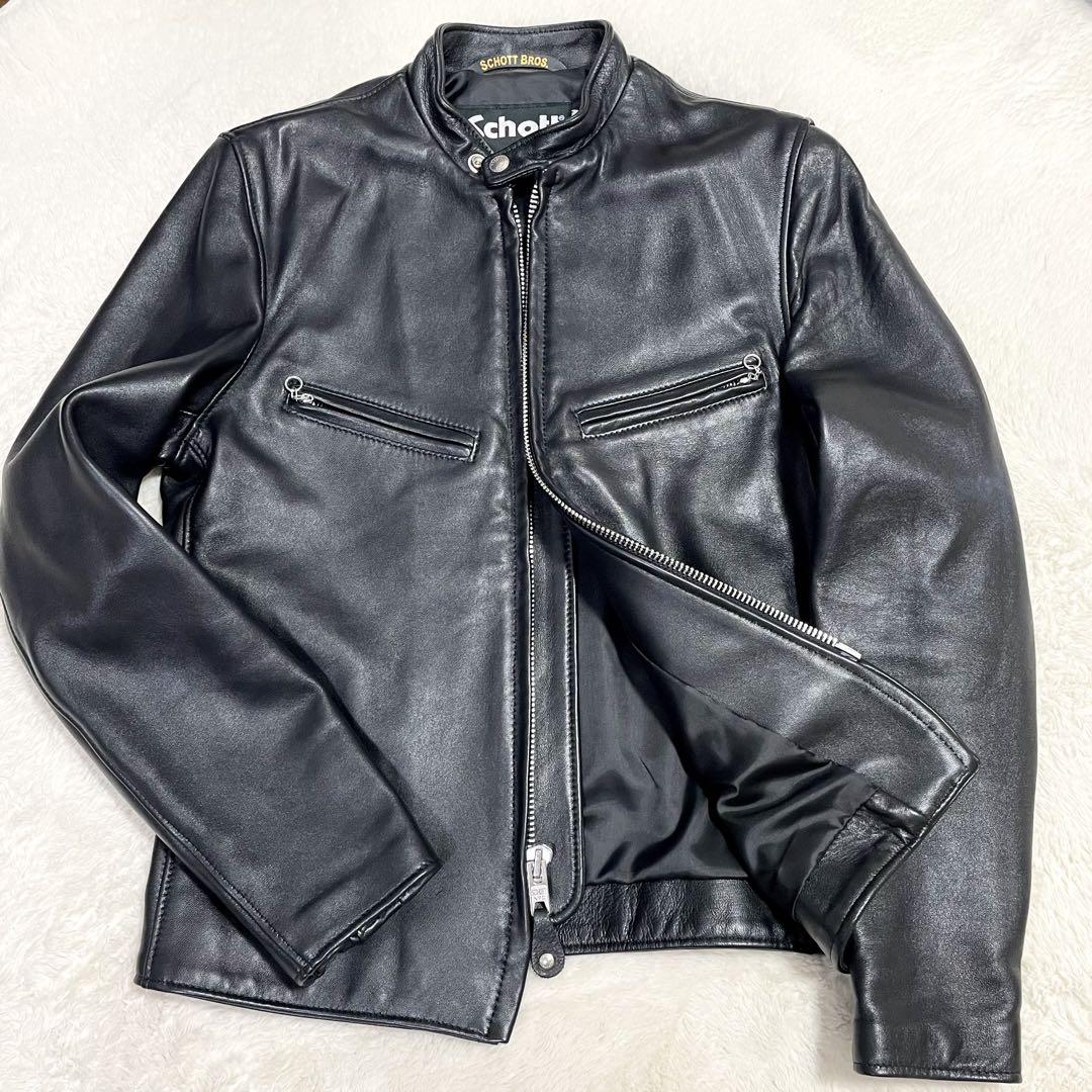 極美品 Schott ラムスキン CAFE RACER ライダースジャケット