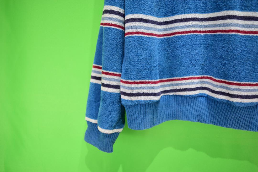 古着　ベロアボーダーポロシャツ　USA製　ビンテージ　70s 80s