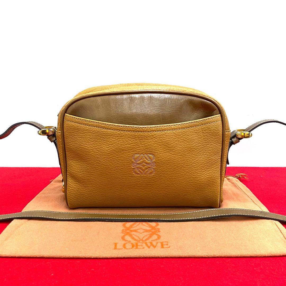 極 美品 袋付き ロエベ アナグラム ロゴ レザー ショルダーバッグ
