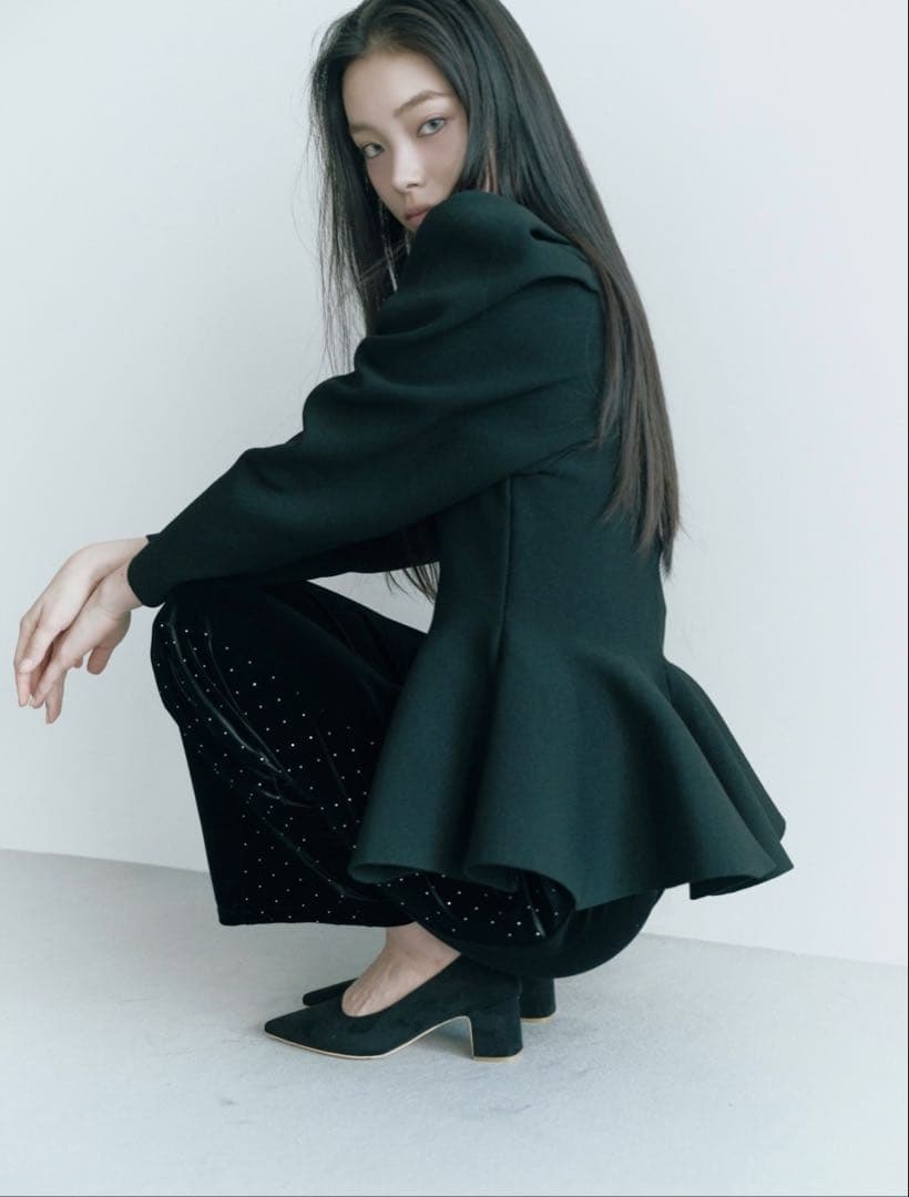 hiand ハイアンド 3D Peplum Ruffle Tops black hiand ハイアンド 3D Peplum Ruffle Tops black