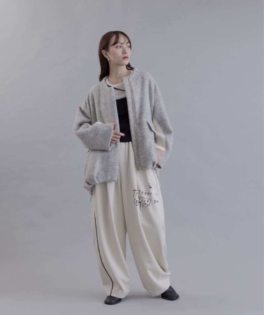 ミックスシャギーアウトフラップハーフコート エイミーロウ タグ付き ミックスシャギーアウトフラップハーフコート エイミーロウ タグ付き