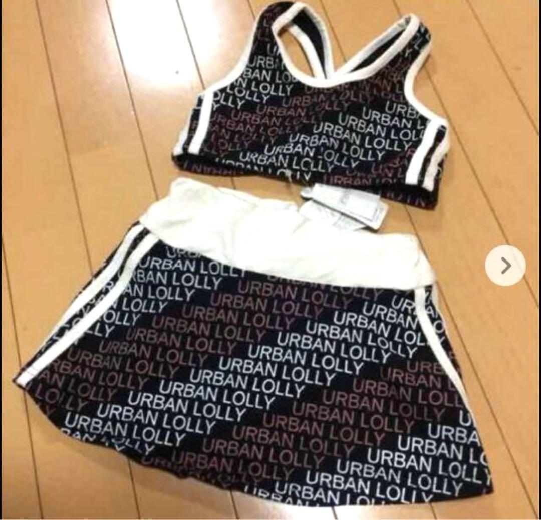 新品　上下セットアップ　スカート　短丈トップス　ダンス　110 ロゴ