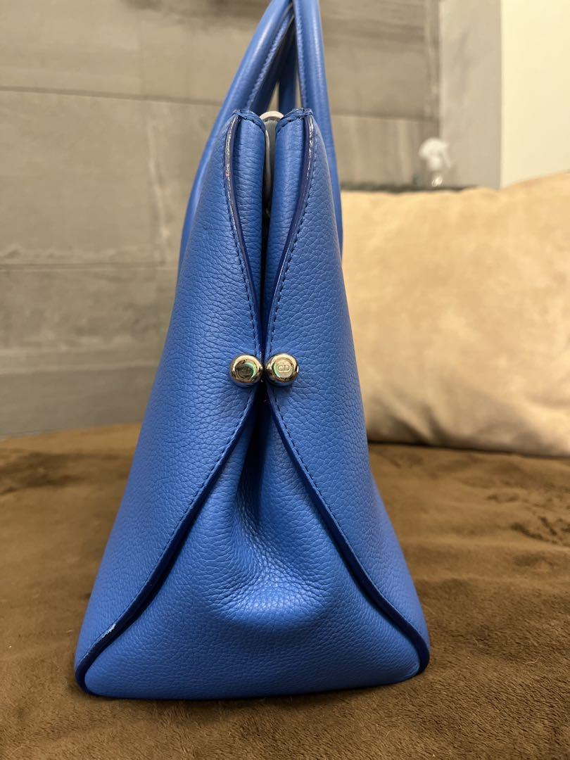 Christian Dior 青 レザー ハンドバッグ チャーム付