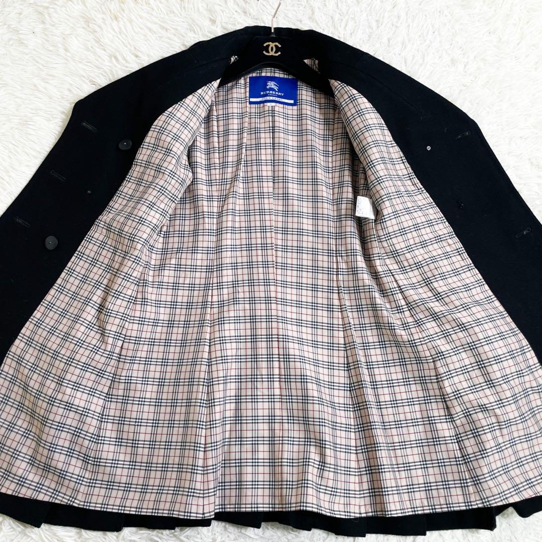 美品✨BURBERRY BLUE LABEL ロングコート　毛　ナポレオン　黒