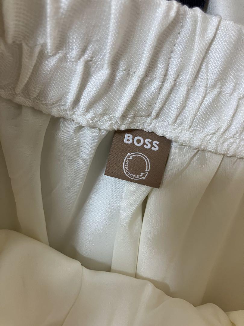 自宅でお手入可Hugo Boss白スカートリネンヒューゴボスepicanayi